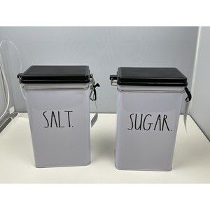NWT Rae Dunn Metal Canisters 8.5 Inches Tall Sugar & Salt Set